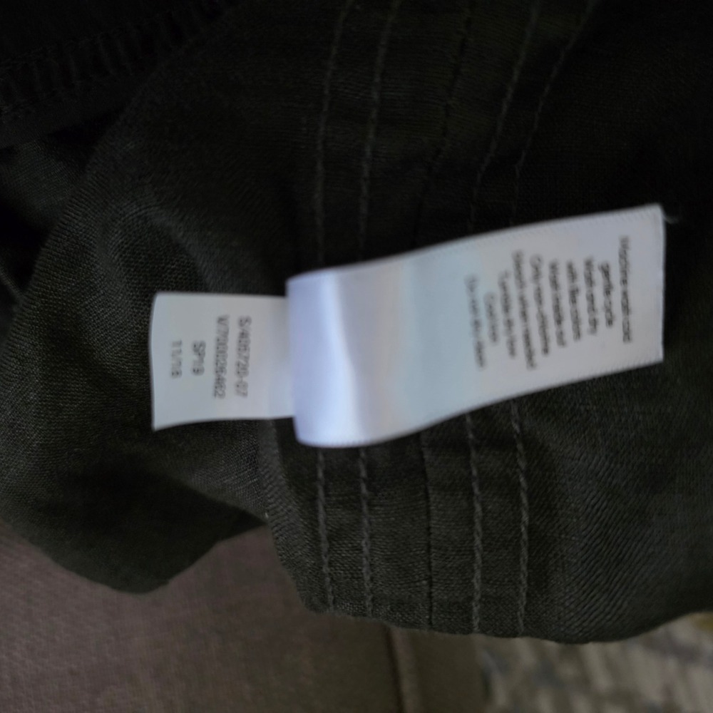 Athleta Dark Olive Green Drawstring Elastic Waist Linen Jogger Pants Size 8 - Picture 13 of 15